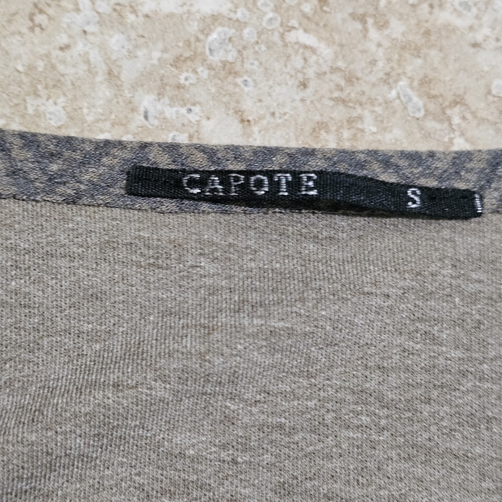 Capote Women’s Small Cropped Top Brown Houndstooth V Neck Boho Layering Fall - Picture 4 of 7